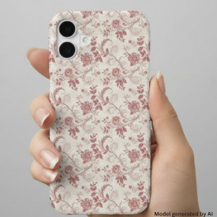 Vintage Toile De Jouy Dusty Rose Pattern iPhone 16 Case