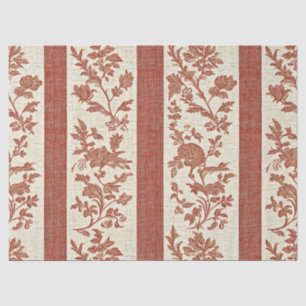 Vintage Toile de Jouy Floral Stripe in Terracotta Tissue Paper