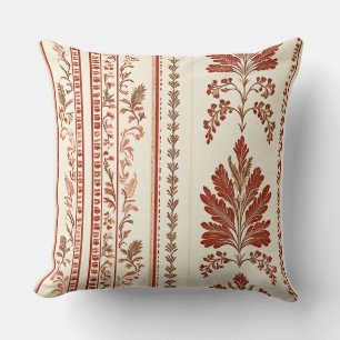 Vintage Toile de Jouy Floral Stripe - Terracotta 6 Cushion