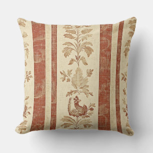 Vintage Toile de Jouy Floral Stripe with Hen Cushion