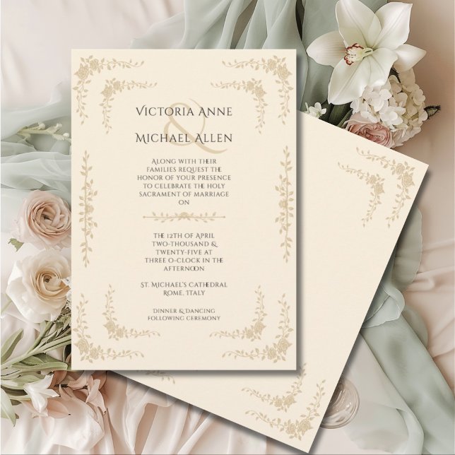 Vintage Toile French Neutral Wedding  Invitation (Creator Uploaded)