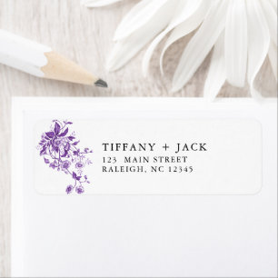 Vintage Toile Purple Floral Return Address