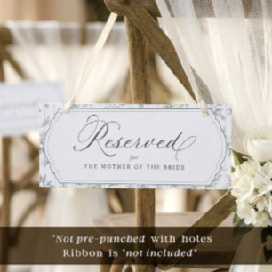 Vintage Toile Sage Wedding Reserved Chair Sign