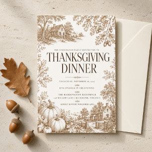 Vintage Toile Thanksgiving Dinner Invitation