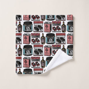 Vintage Toiletries and Cosmetics Pattern Wash Cloth