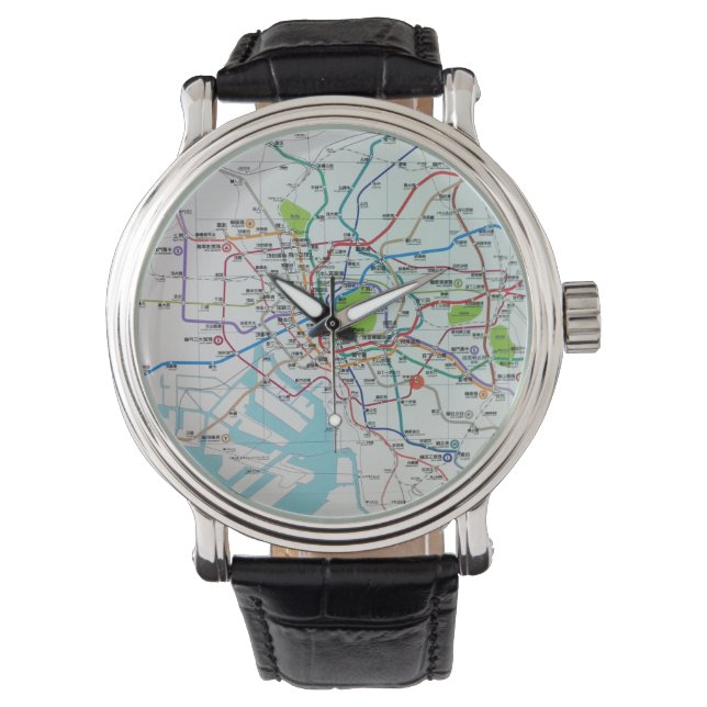 Vintage Tokyo Japan Metro Map Watch (Front)