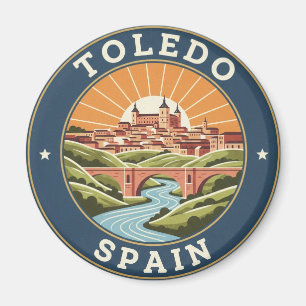 Vintage Toledo Spain Alcazar Travel Magnet
