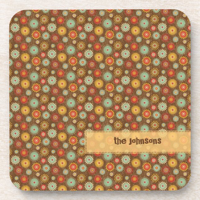 Vintage Tones Floral Pattern Coaster (Front)