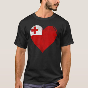 Vintage Tonga Flag Heart For Tongan T-Shirt
