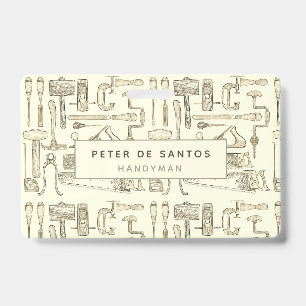 Vintage Tools Illustrations for Carpenters ID Badge