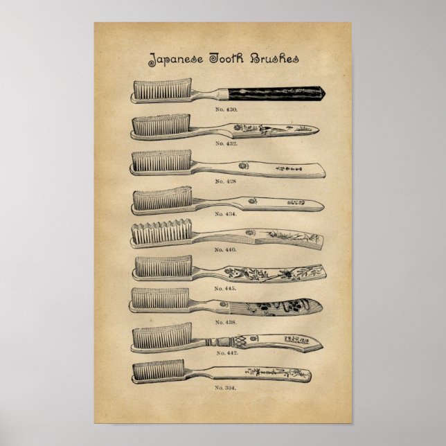 Vintage Toothbrushes Poster (Front)