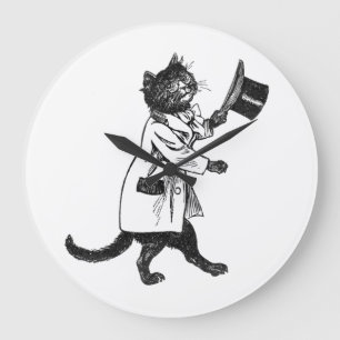 Vintage Top Hat Cat Wall Clock