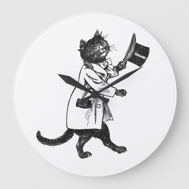 Vintage Top Hat Cat Wall Clock (Front)