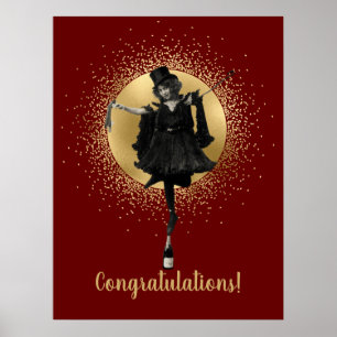 Vintage Top Hat Dancer Congratulations  Poster