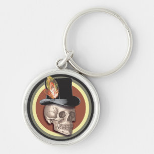 Vintage Top Hat Skull Keychain