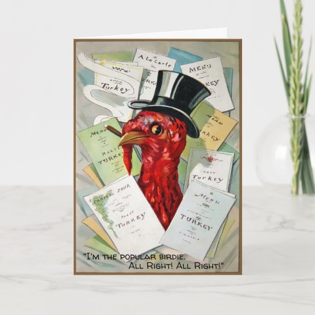 Vintage Top Hat Turkey Holiday Card (Front)