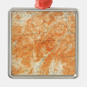 Vintage Topographical Mount Marcy New York Map Metal Tree Decoration