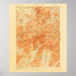 Vintage Topographical Mount Marcy New York Map Poster