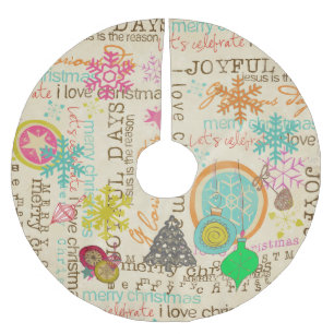 Vintage Topography Ornaments Holiday Tree Skirt