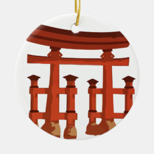Vintage Torii Gate Ceramic Tree Decoration