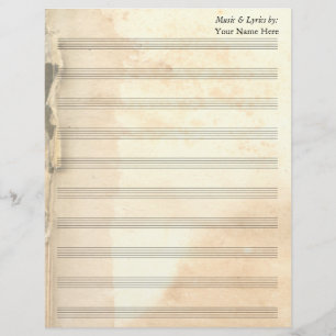 Vintage Torn Book Page Blank Sheet Music 10 Stave
