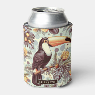 Vintage Toucan Tropical Pattern Can Cooler