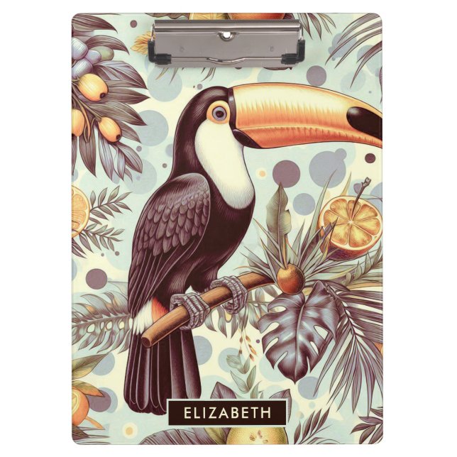 Vintage Toucan Tropical Pattern Clipboard (Front)
