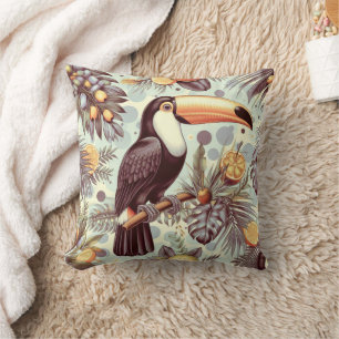 Vintage Toucan Tropical Pattern Cushion