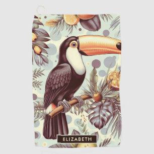 Vintage Toucan Tropical Pattern Golf Towel