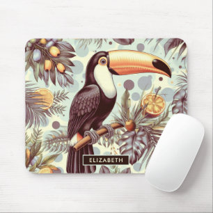 Vintage Toucan Tropical Pattern Mouse Mat