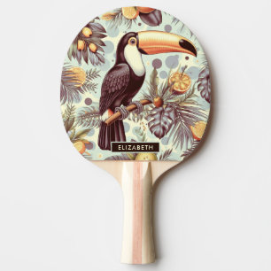 Vintage Toucan Tropical Pattern Ping Pong Paddle