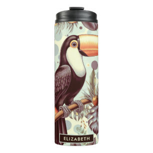 Vintage Toucan Tropical Pattern Thermal Tumbler
