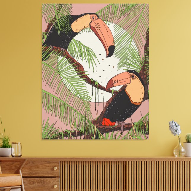 Vintage Toucans Canvas Print (Insitu(LivingRoom))