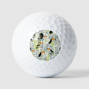 Vintage Toucans Green Leaves Pattern Golf Balls