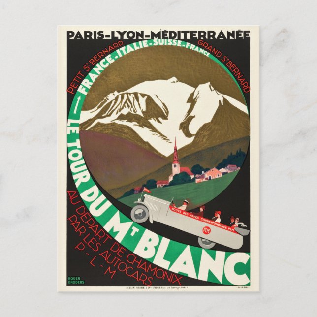 Vintage Tour Du Mont Blanc Mountain Travel Postcard (Front)