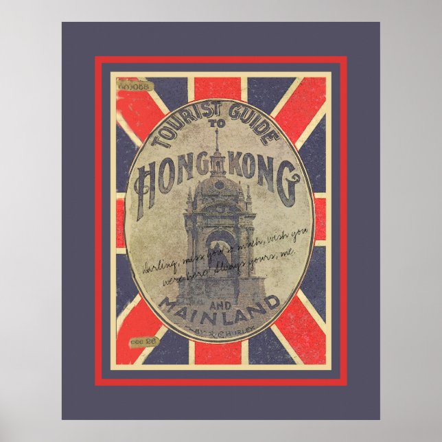 Vintage Tourist Guide to Hong Kong with Union Jack Poster (Front)