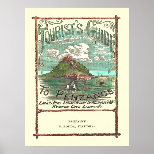 Vintage Tourist Guide to Penzance Travel Poster (Front)