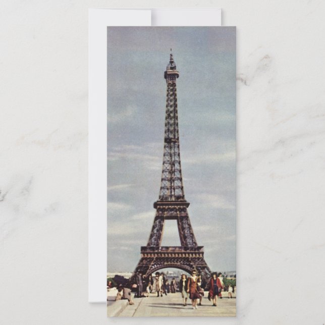 Vintage Tourists at Eiffel Tower, Paris Vacation (Front)