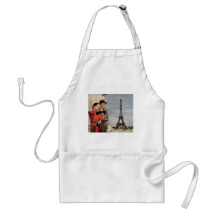 Vintage Tourists at Eiffel Tower, Paris Vacation Standard Apron