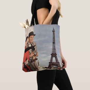 Vintage Tourists at Eiffel Tower, Paris Vacation Tote Bag
