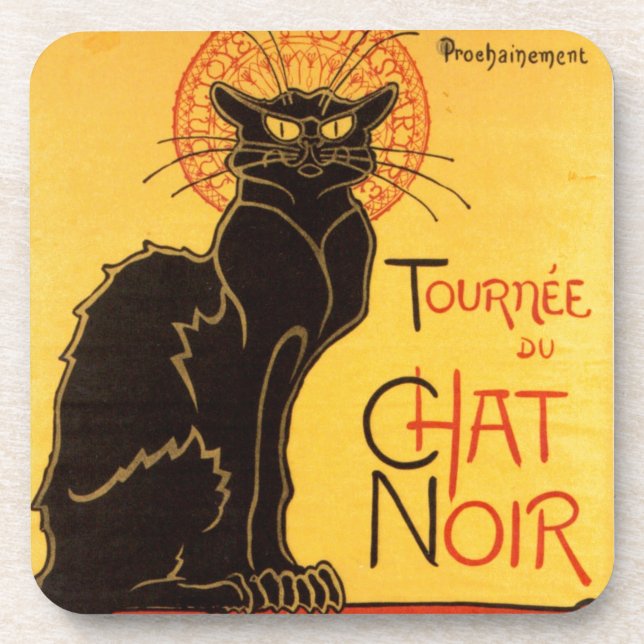 Vintage Tournee de Chat Noir Black Cat Coaster (Front)