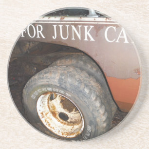 Vintage Tow Truck cash for junk Car Sign Coaster