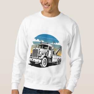 "Vintage Tow Truck in Bold Lines with Retro Sunset Sweatshirt