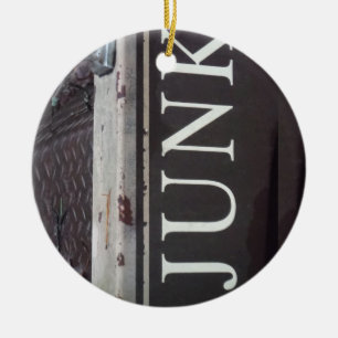 Vintage Tow Truck JUNK SIGN Ceramic Tree Decoration