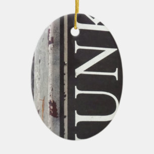 Vintage Tow Truck JUNK SIGN Ceramic Tree Decoration