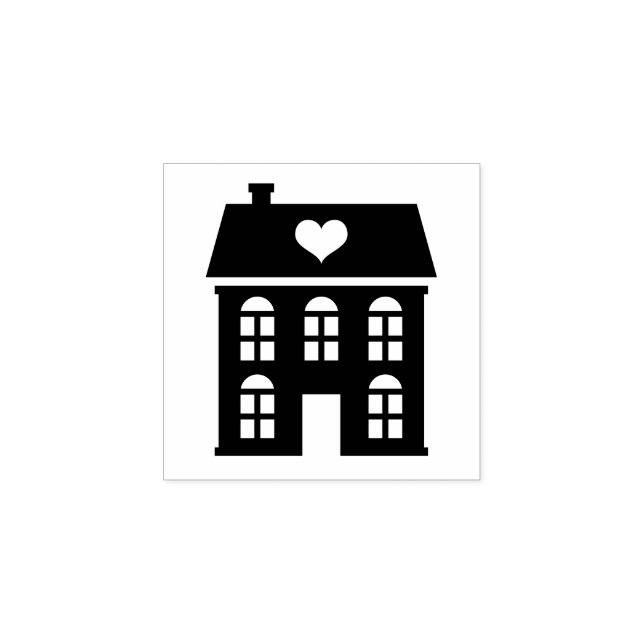 Vintage town house with heart rubber stamp (Imprint)