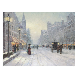 Vintage Town Winter Christmas Promenade landscape Tablecloth