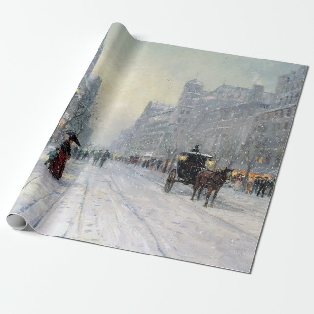 Vintage Town Winter Christmas Promenade landscape Wrapping Paper (Unrolled)