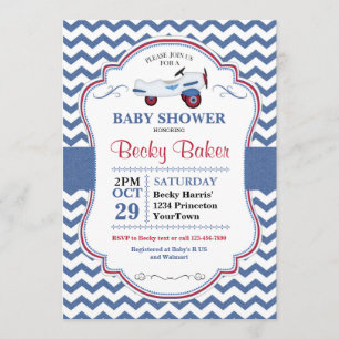 Vintage Toy Aeroplane Baby Shower Invitation
