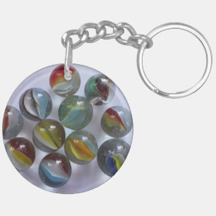 Vintage Toy Cat's Eye Marbles Key Ring